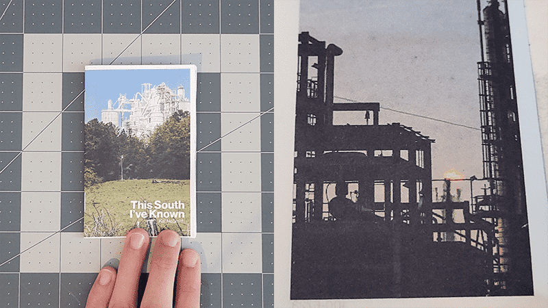 The third prototype of the zine, with poor color reproduction and a little bit of ink bleeding from page-to-page.